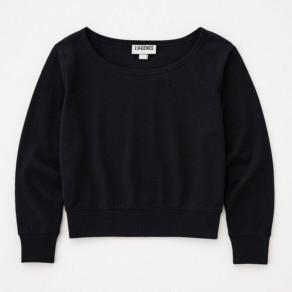 L’AGENCE Kimora Ballet Neck Black Sweatshirt New With Tags Size Small - Picture 9 of 16